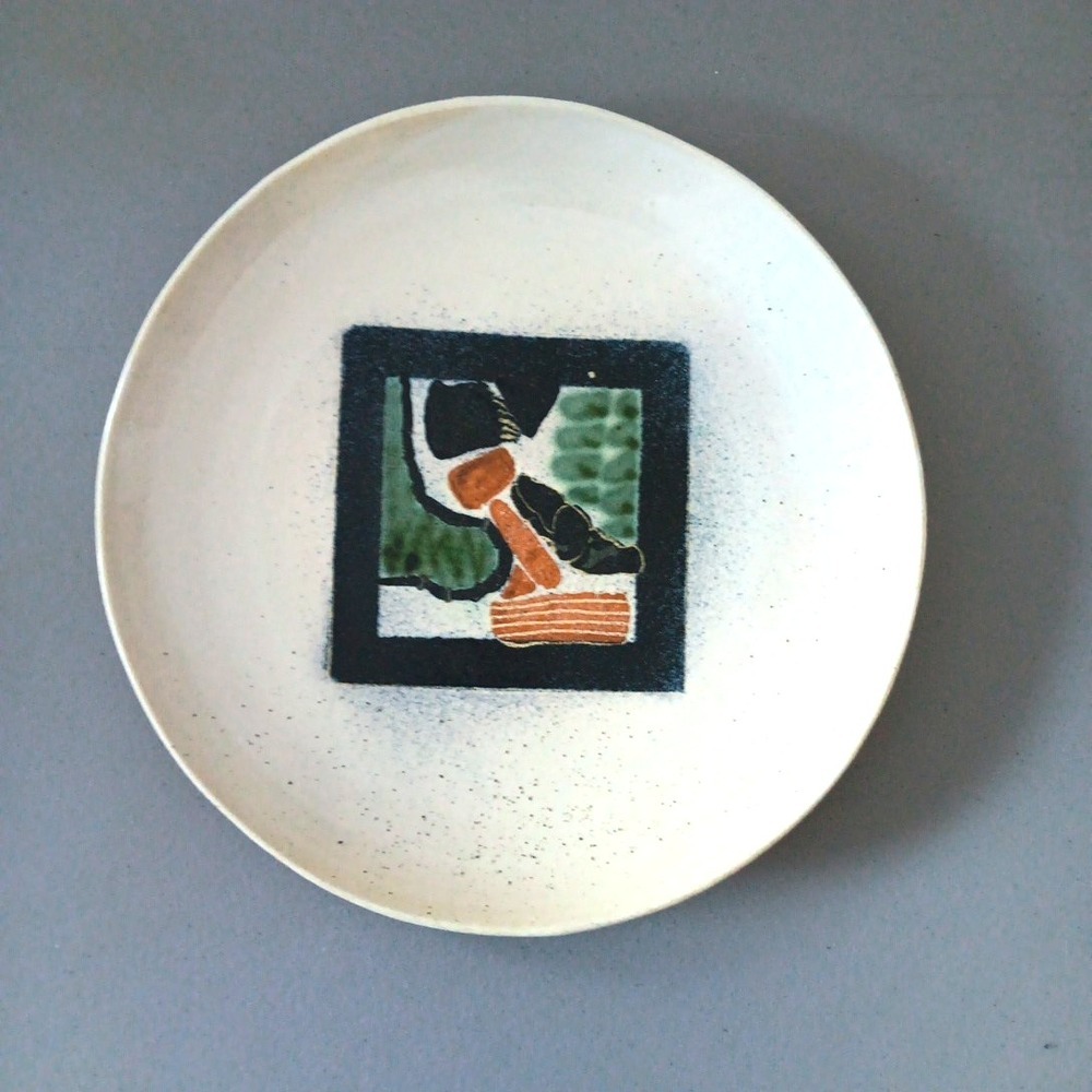Abstract‎  Art Pottery Plate One Of A Kind RARE Ricia Araiza Solo Piece Studio